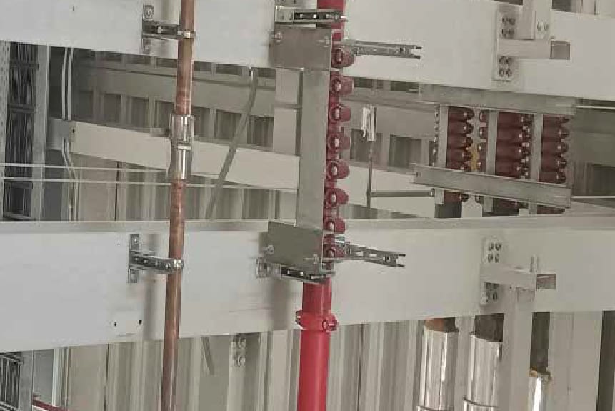 Overhead services containment and pipework in a plant room