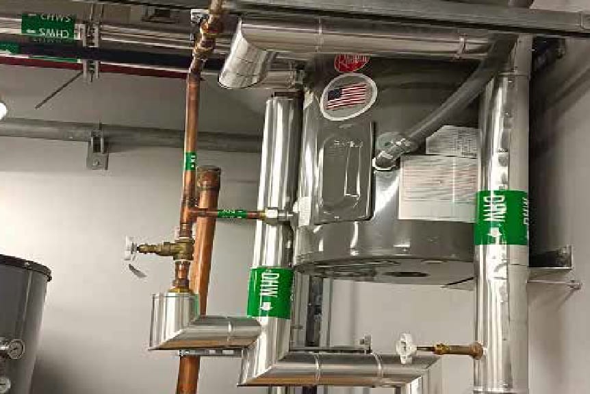 Copper pipework and valve installation